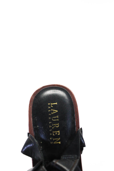 Lauren Ralph Lauren Womens Leather Block Heel Ankle Strap Sandals Black Size 8.5