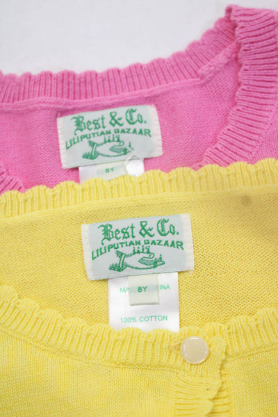 Best & Co Girls Cardigan Sweater Tank Top Yellow Pink Cotton Size 8 Lot 2