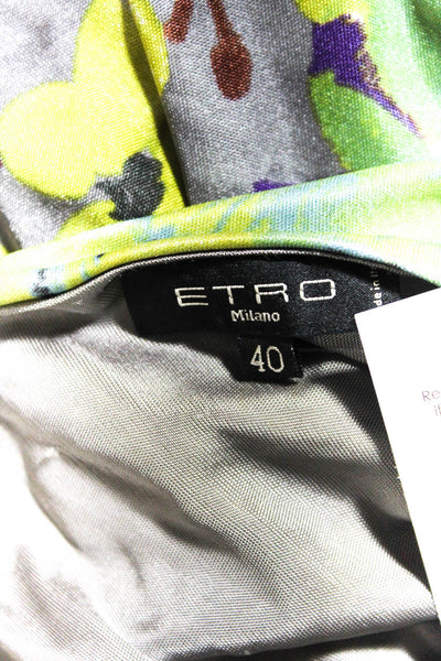 Etro Women's Sleeveless Ruched Crewneck Midi Dress Multicolor Size IT.40