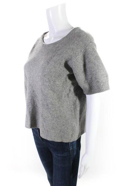 Calypso Saint Barth Women's Cashmere Short Sleeve Crewneck Sweater Gray Size L
