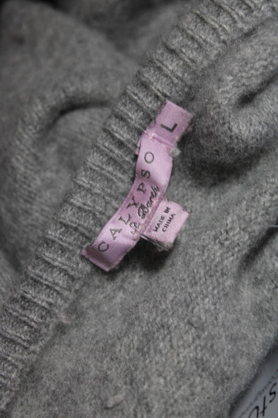 Calypso Saint Barth Women's Cashmere Short Sleeve Crewneck Sweater Gray Size L