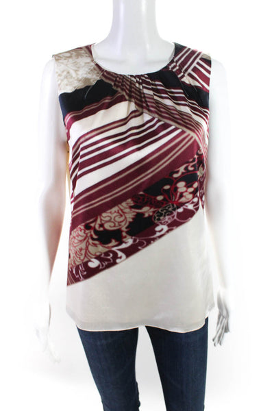 Elie Tahari Women's Sleeveless Printed Crewneck Blouse Multicolor Size M