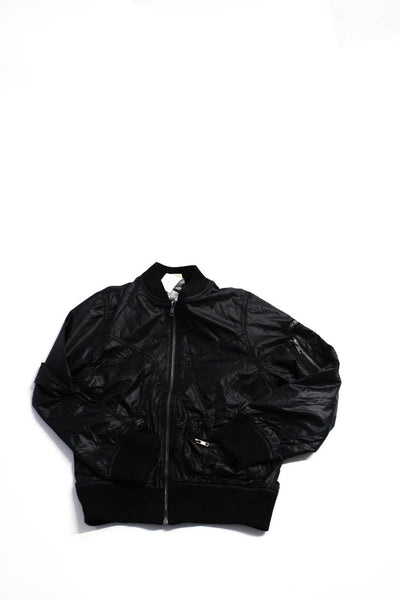 Ikks Label Unisex Kids Long Sleeve Front Zip Mock Neck Jacket Black Size 10