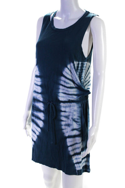 CHA SOR Women's Sleeveless Tie Dye Tank Top Mini Dress Blue Size S