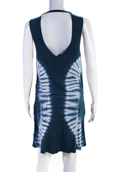 CHA SOR Women's Sleeveless Tie Dye Tank Top Mini Dress Blue Size S