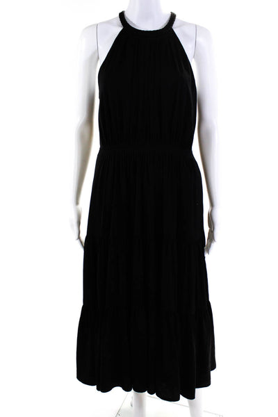 Kobi Halperin Womens Braided Collar Sleeveless A-Line Midi Dress Black Size 6