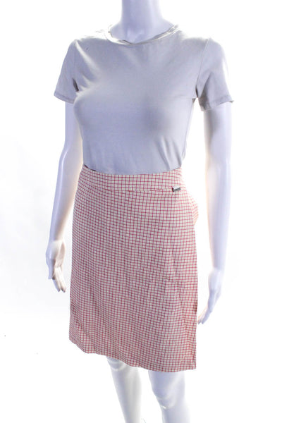 Escada Sport Womens Cotton Check Print Skort Skirt White Yellow Red Size 44IT