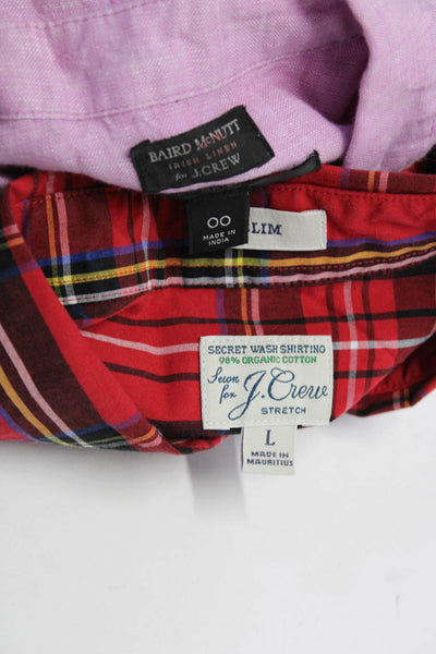 J Crew Womens Plaid Long Sleeved Button Down Shirts Pink Red Size 00, L Lot 2