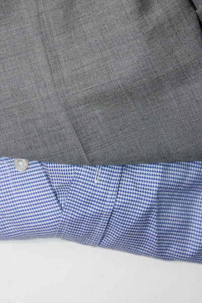 Peter Elliott Mens Houndstooth Button Dress Shirt Pants Blue Size 14/16 Lot 2