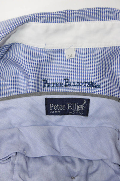 Peter Elliott Mens Houndstooth Button Dress Shirt Pants Blue Size 14/16 Lot 2