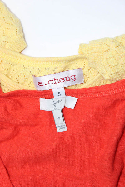 A. Cheng Joie Womens Open Knit Sleeve Casual Blouse Yellow Orange Size S lot 2