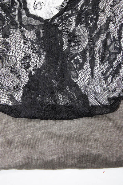 Sunday Tropez Loyandford Womens Linen Lace Net Back Blouse Gray Size S Lot 2