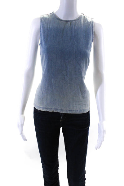 AG Adriano Goldschmied Womens Cotton Buttoned Sleeveless Tank Top Blue Size XS