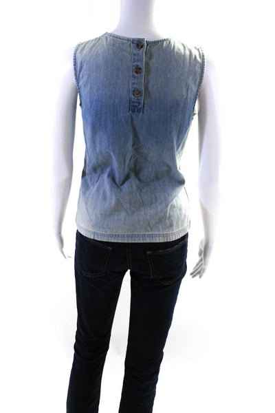 AG Adriano Goldschmied Womens Cotton Buttoned Sleeveless Tank Top Blue Size XS