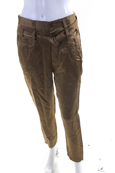 Robert Rodriguez Womens Brown Belted High Rise Straight Leg Pants Size S