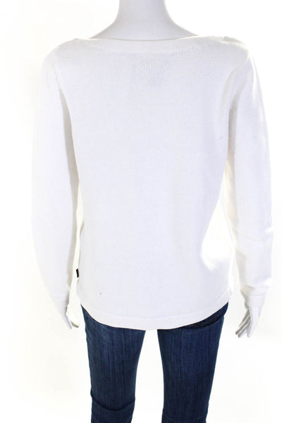 Lauren Ralph Lauren Women's Cotton Pullover Crew Neck Sweater White Size S