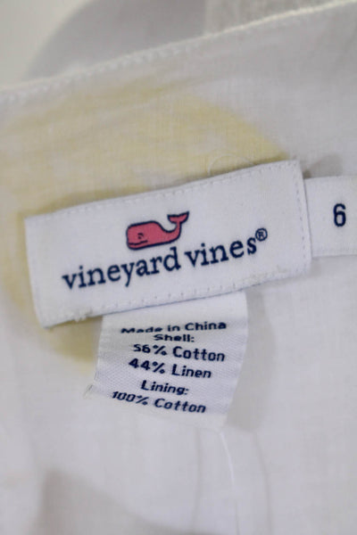 Vineyard Vines Womens Solid Linen Cotton Blend Embroidered Dress White Size 6