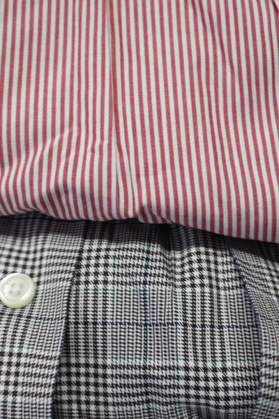 346 Brooks Brothers Mens Plaid Stripe Button Shirt Black Red Size 17.5/XL Lot 2