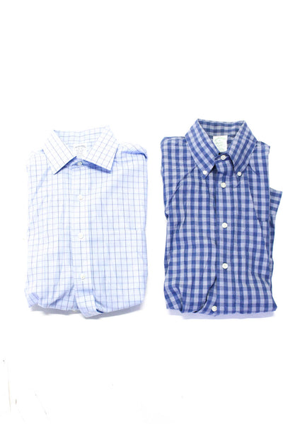 Brooks Brothers Mens Plaid Button Down Dress Shirts Blue Size M, 15-33 Lot 2