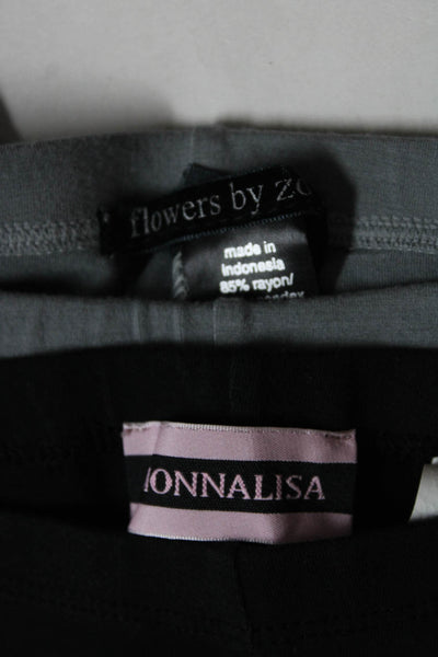 Monnalisa Flowers By Zoe Childrens Girls Leggings Pants Black Gray Sz M 10 Lot 2