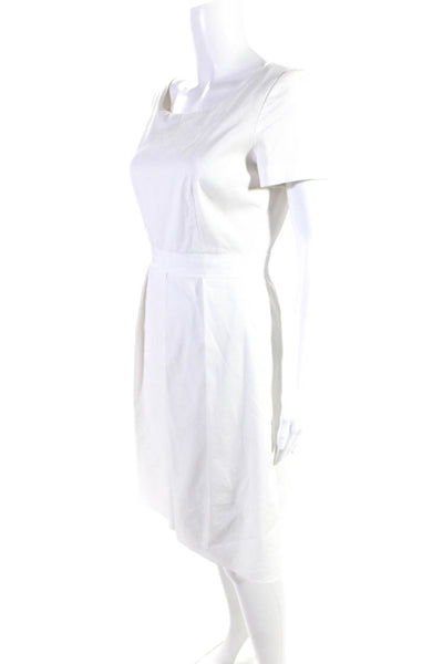 Elie Tahari Scoop Neck Short Sleeves Pleated Hem Mini Dress White Size S