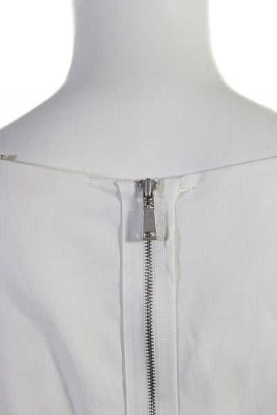 Elie Tahari Scoop Neck Short Sleeves Pleated Hem Mini Dress White Size S