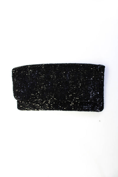 Moyna Womens Flap Closure Solid Beaded Wallet Black