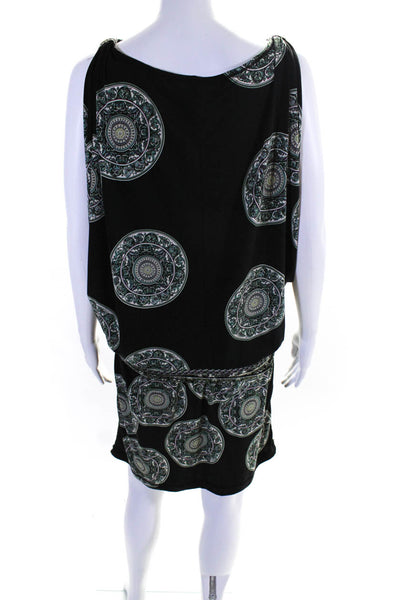 Max Studio Women's Cowl Neck Short Sleeve Mini T-Shirt Dress Black Size S