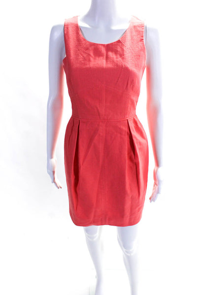 J Crew Womens Pleated A Line High Neck Sleeveless Short Dress Coral Size 2