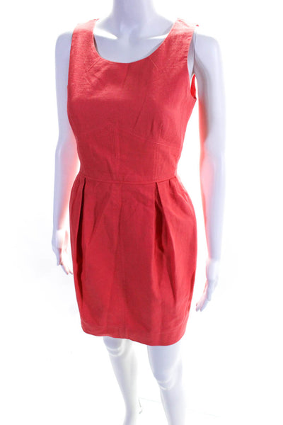 J Crew Womens Pleated A Line High Neck Sleeveless Short Dress Coral Size 2
