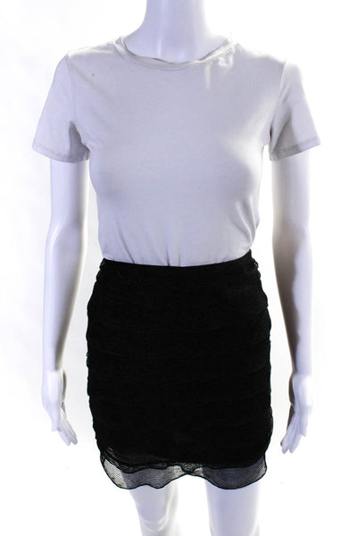 Max Studio Women's High Waisted Ruffle Mini Skirt Black Size M Lot 2