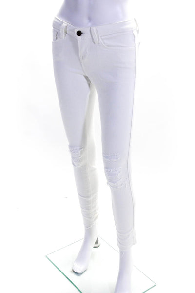 L'Agence Womens Low Rise Chantal Skinny Leg Jeans White Cotton Size 24