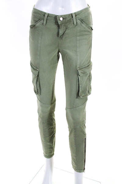 L'Agence Womens Montgomery Skinny Leg Cargo Pants Green Cotton Size 24