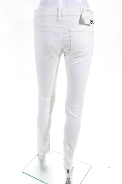 Rag & Bone Jean Womens Dre Ripped Skinny Leg Jeans White Cotton Size 24