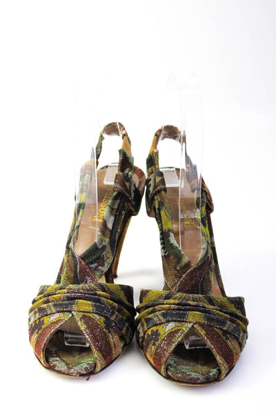 Missoni Womens Strappy Metallic Abstract High Heel Sandals Multicolor Size 36