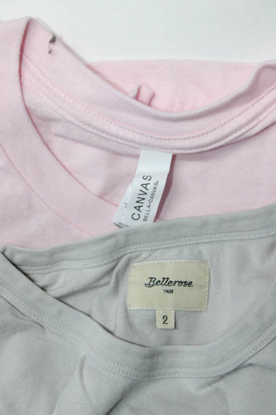 Bellerose Bella + Canvas Womens Cotton Graphic Tops Gray Pink Size 2 L Lot 2