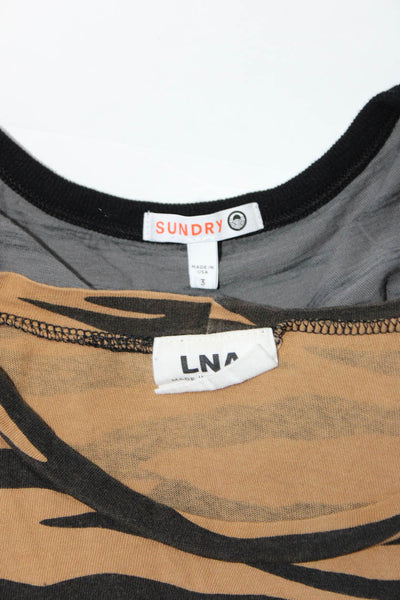 LNA Sundry Womens Short Sleeve Shirt Long Sleeve Top Brown Gray Size S 3 Lot 3