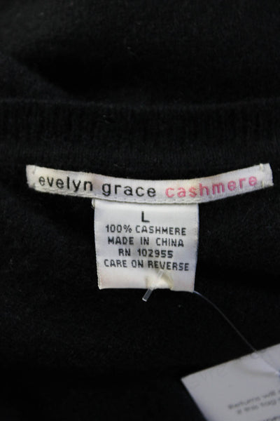 Evelyn Grace Cashmere Womens Cashmere Knit Cap Sleeve V-Neck Top Black Size L