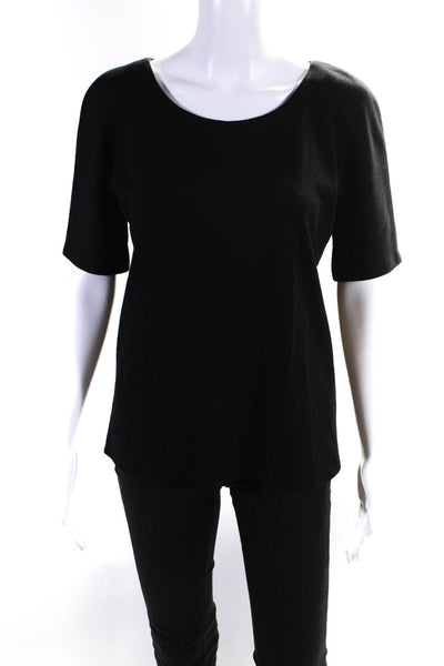 Lisa Perry Womens Wool Back Zipped Short Sleeve T-Shirt Black Size 12