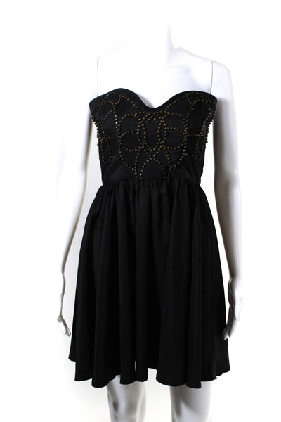 Kiwi Tucker Womens Solid Beaded Sleeveless Sweetheart Dress Black Size Small