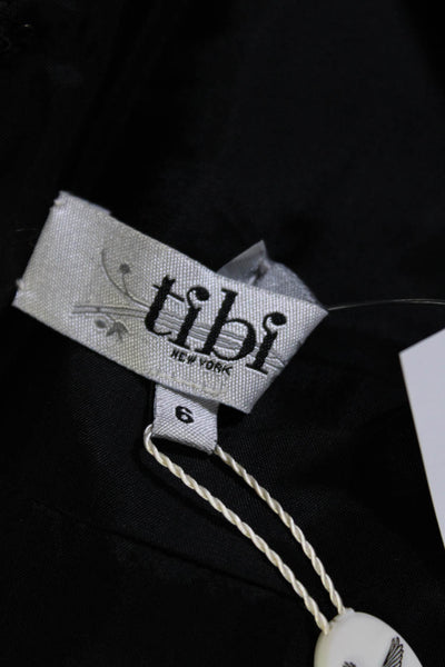 Tibi Women's Animal Print Sleeveless Crew Neck Pencil Dress White Black Size 6