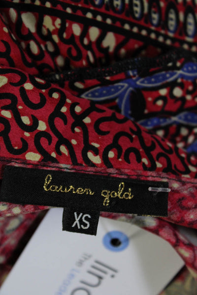 Lauren Gold Womens Ruffled Spaghetti Strap Long Maxi Slip Dress Red Blue Size XS