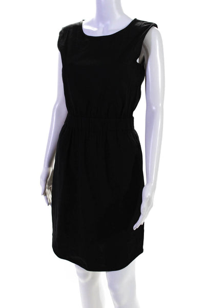 Theory Women's Sleeveless Linen Blend Crewneck Sheath Dress Black Size P