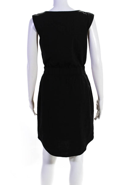 Theory Women's Sleeveless Linen Blend Crewneck Sheath Dress Black Size P