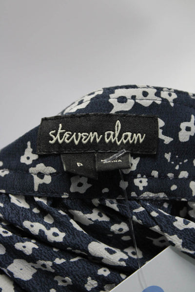 Steven Alan Women's V-Neck Sleeveless Wrap Midi Dress Blue Size S