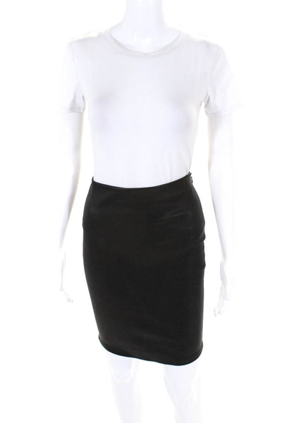 Skaist Taylor Womens Side Zip Leather Knee Length Pencil Skirt Black Size 6