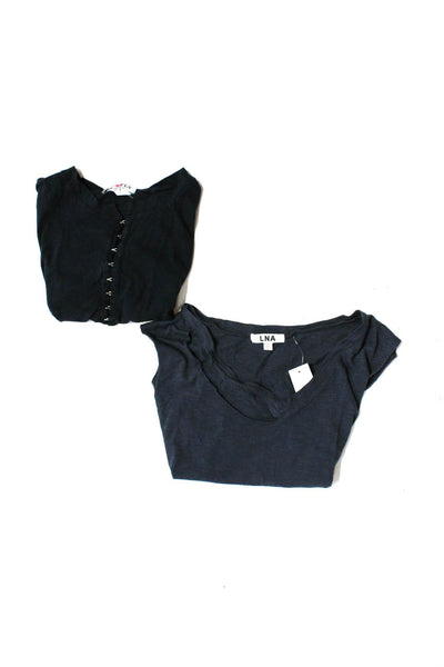 LNA Womens Tank Top Cropped Tee Shirt Gray Black Size XS Lot 2