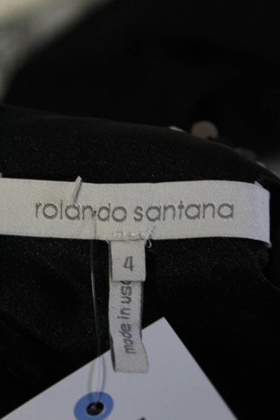Rolando Santana Women's Scoop Neck Sleeveless Sequin Mini Dress Black Size 4