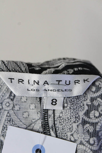 Trina Turk Womens Collared Sleeveless Ruffle Button Down Black Floral Mini Dress