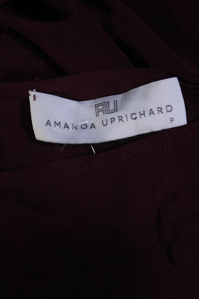 Amanda Uprichard Womens Back Keyhole Short Sleeve Blouse Top Burgundy Size P